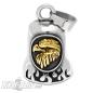 Preview: Edelstahl Biker-Bell mit goldenem Adler Motorradfahrer Glücksbringer Eagle Glocke